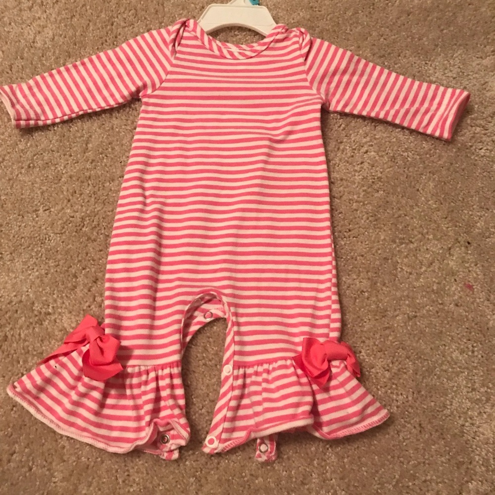 Precious Ruffle Romper with Grosgrain Bows